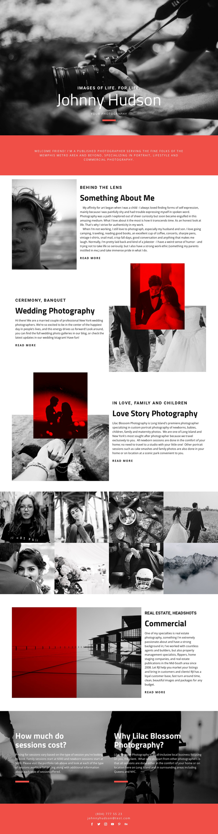 Photographer One Page Template