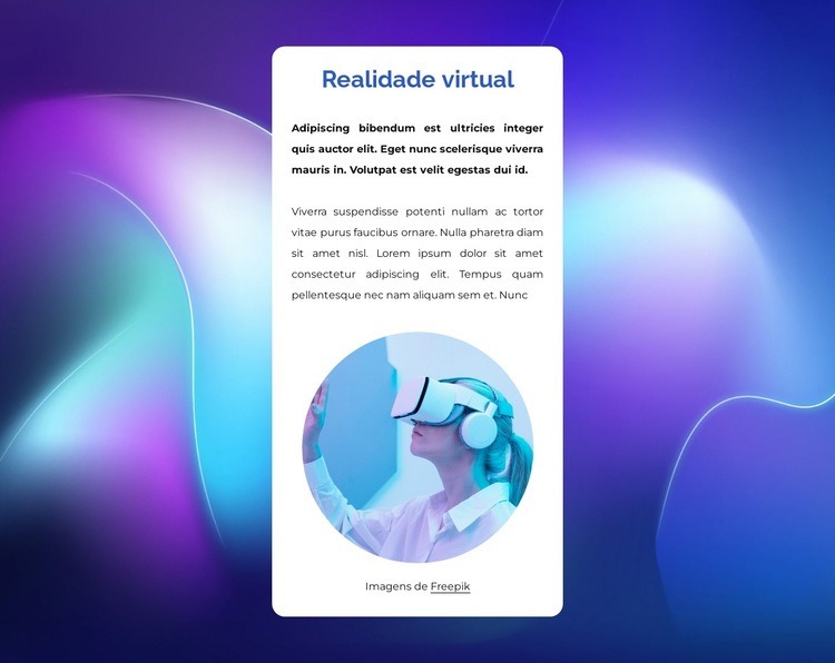 Soluções de realidade virtual Maquete do site