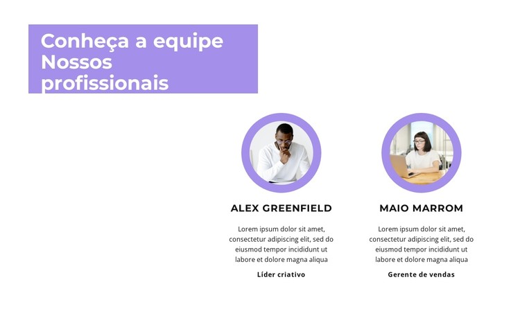 Conheça nossa equipe Template CSS