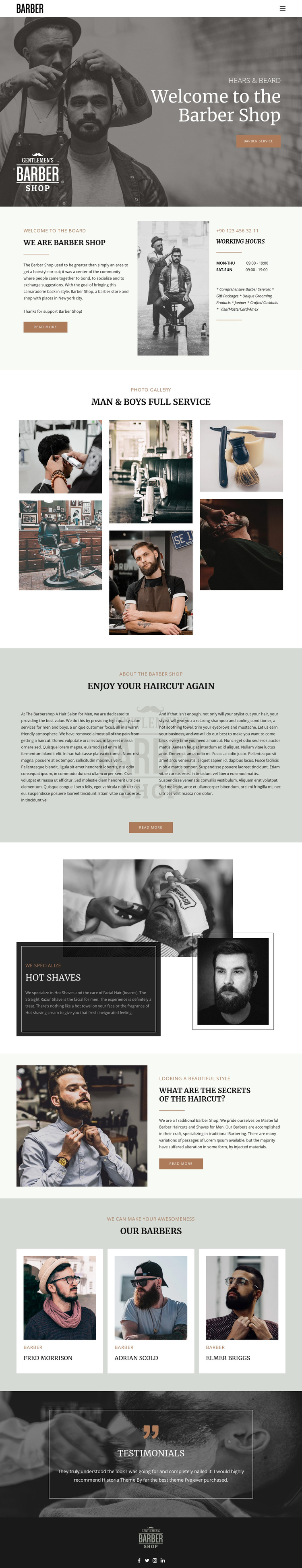 Quality haircuts and hairstyles  One Page Template