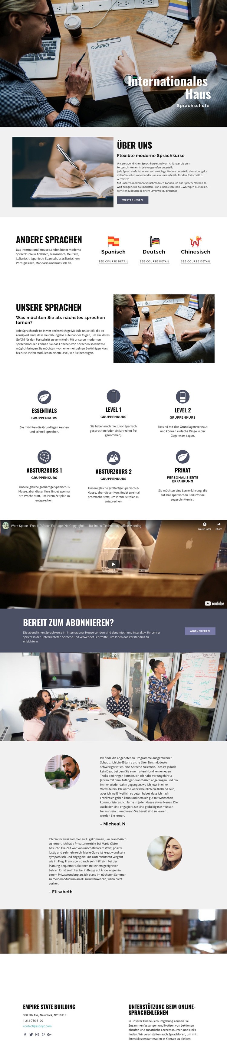 Internationale Sprachschule Website design