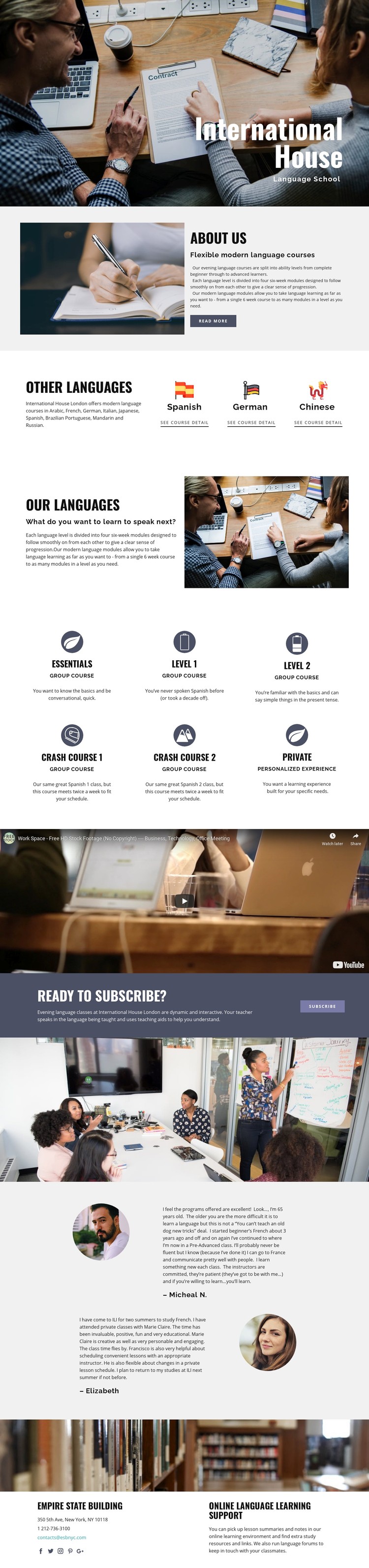 International language school Webflow Template Alternative