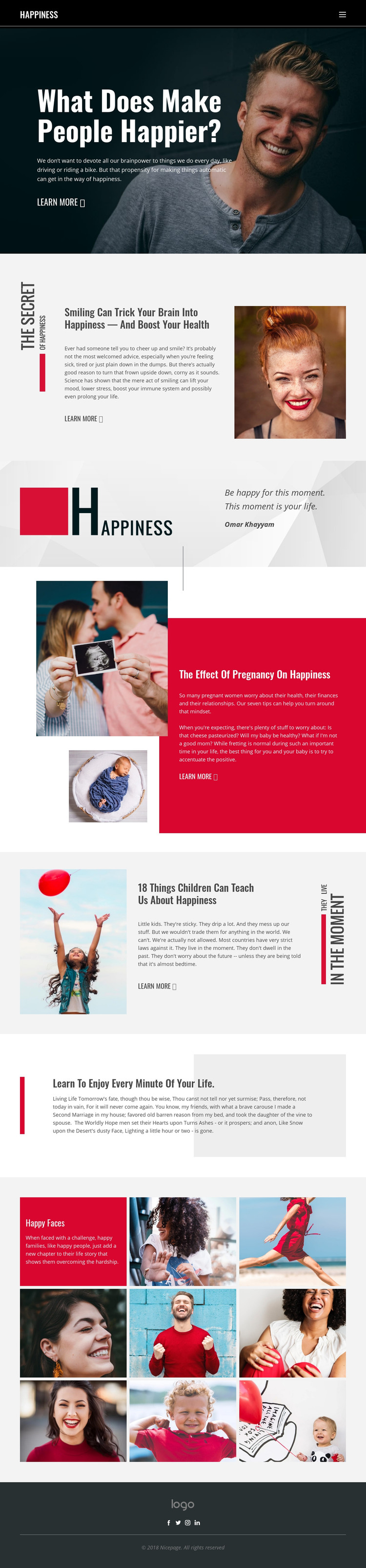 Happiness Homepage Design