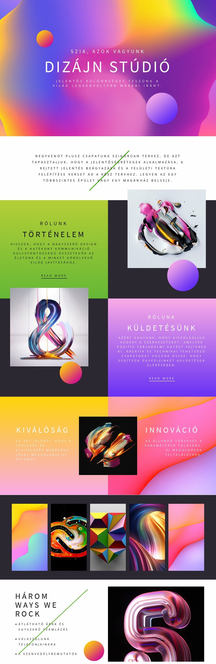 Progresszív design művészet Weboldal sablon