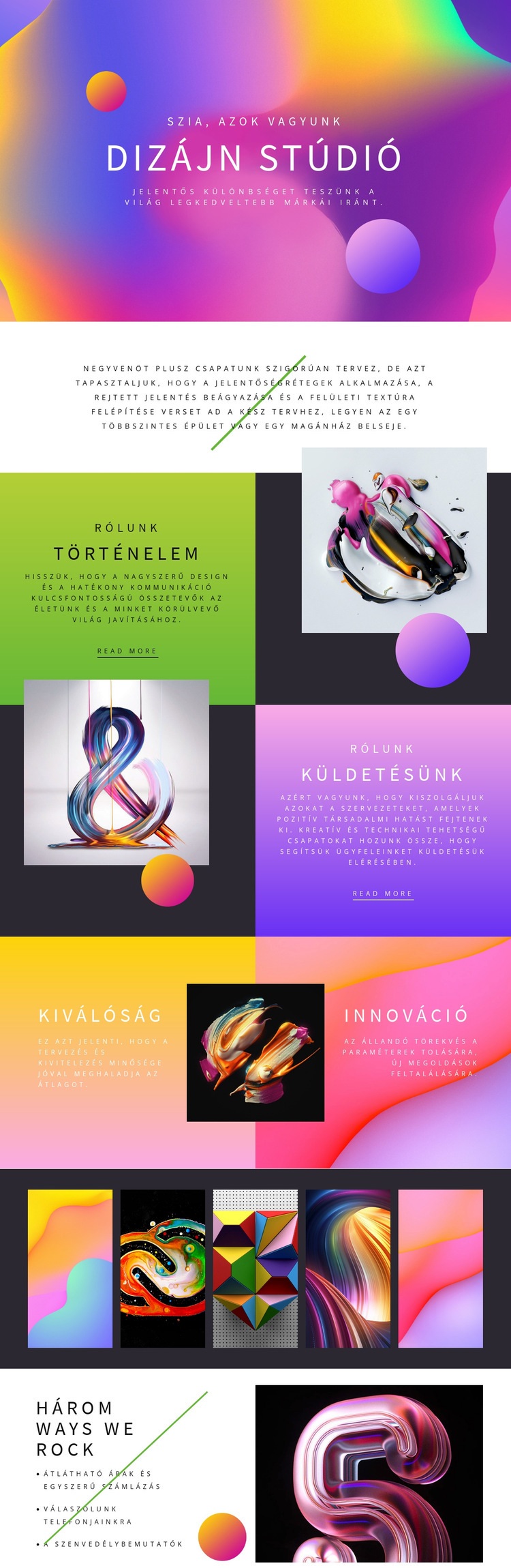 Progresszív design művészet Weboldal tervezés