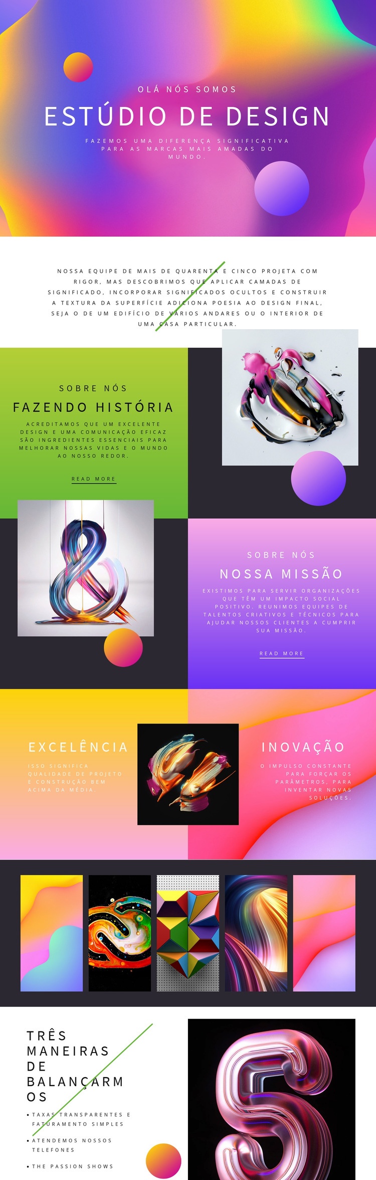 Arte de design progressiva Maquete do site