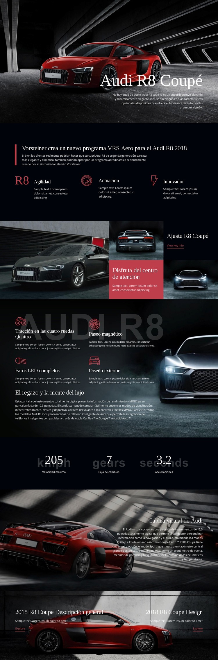 Coche Audi aero program Página de destino