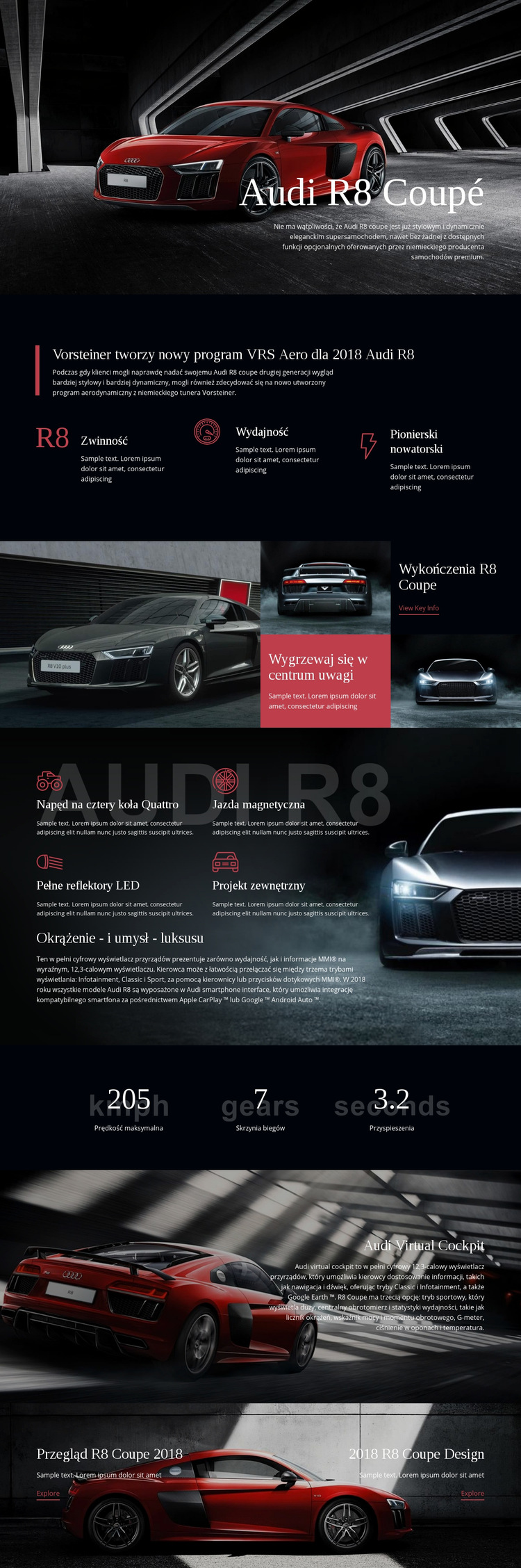 Samochód Audi aero program Szablon witryny sieci Web