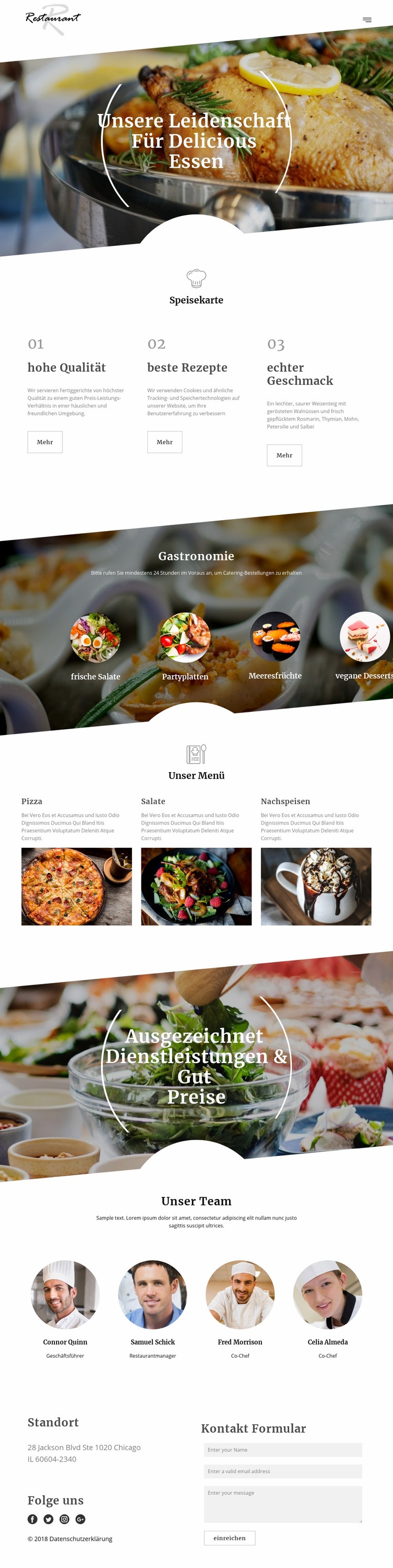 Rezepte des Chefkochs Website Builder-Vorlagen