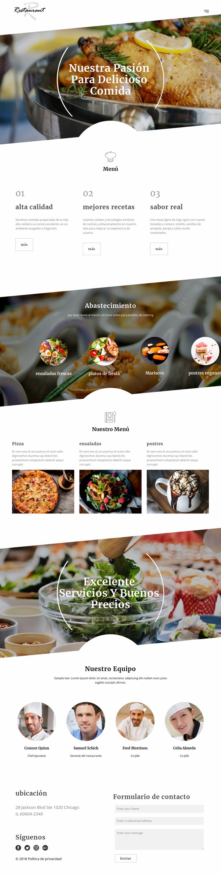 Recetas del chef ejecutivo Diseño de páginas web