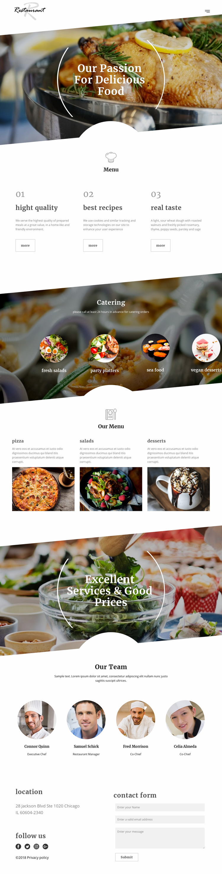 Executive chef recipes Web Page Design