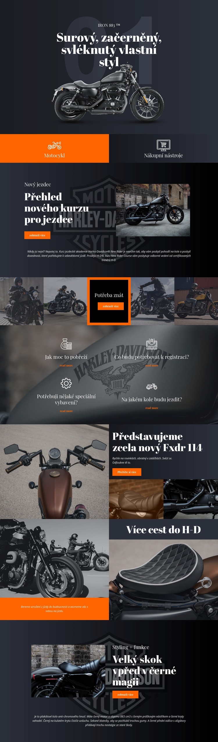 Harley Davidson Šablona webové stránky