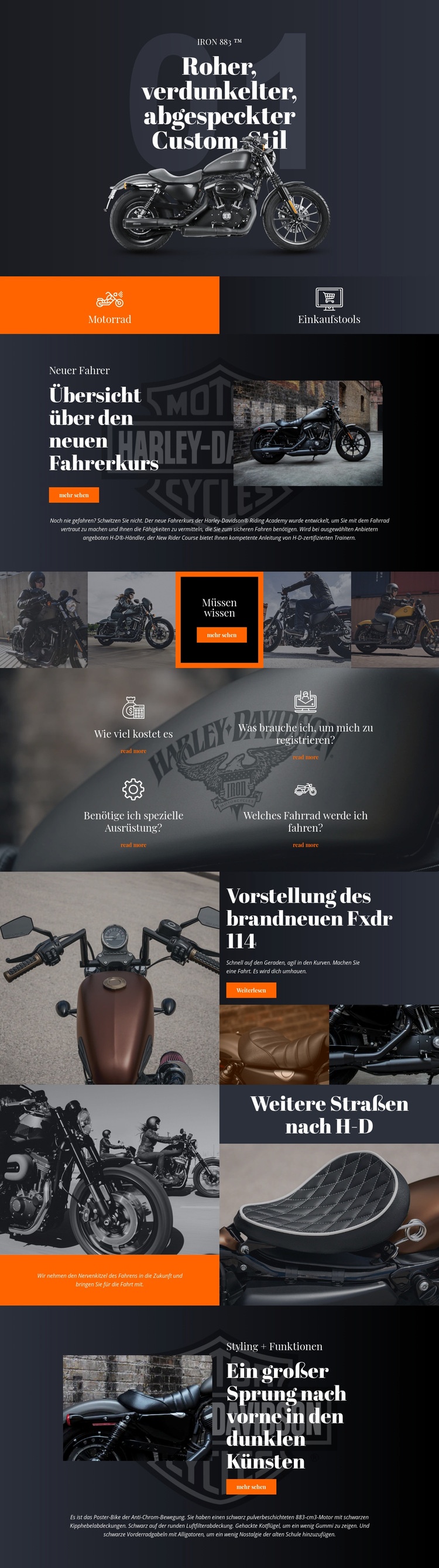 Harley Davidson Eine Seitenvorlage