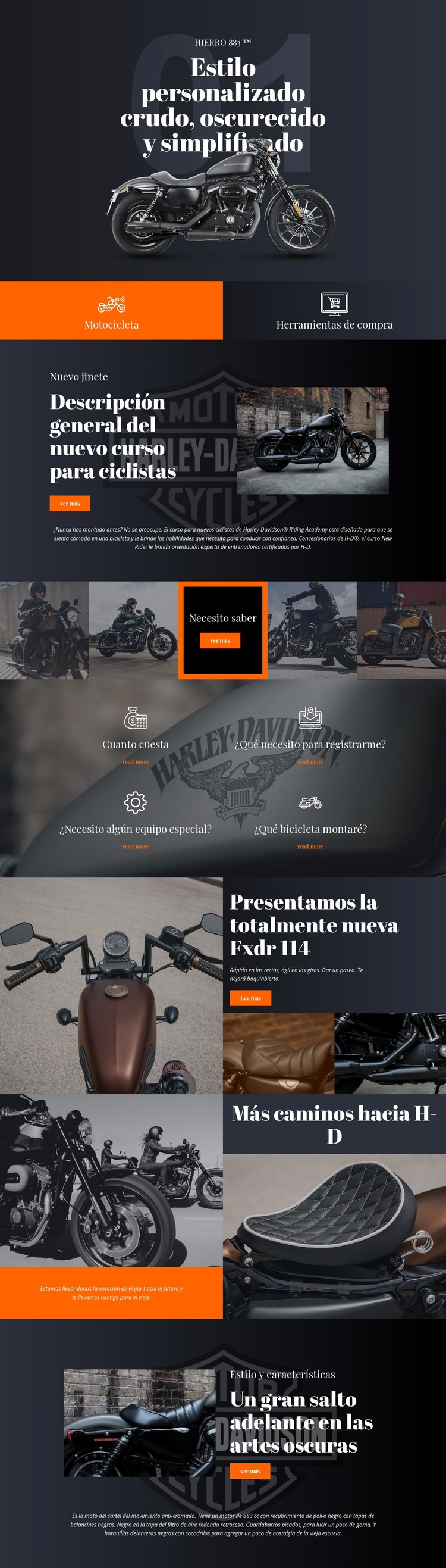 Harley Davidson Maqueta de sitio web