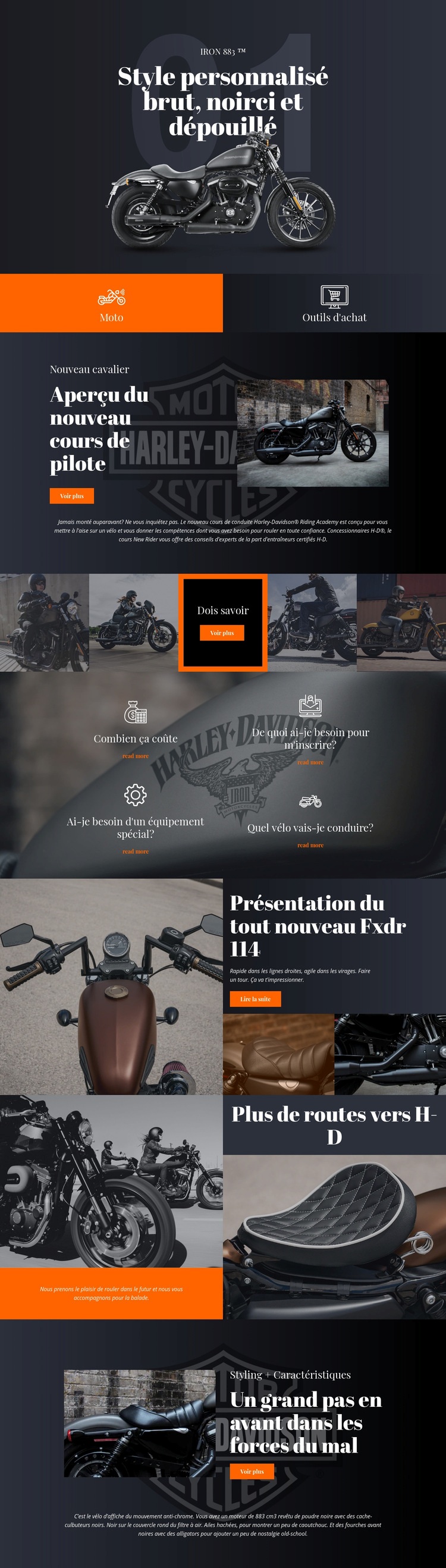 Harley Davidson Maquette de site Web