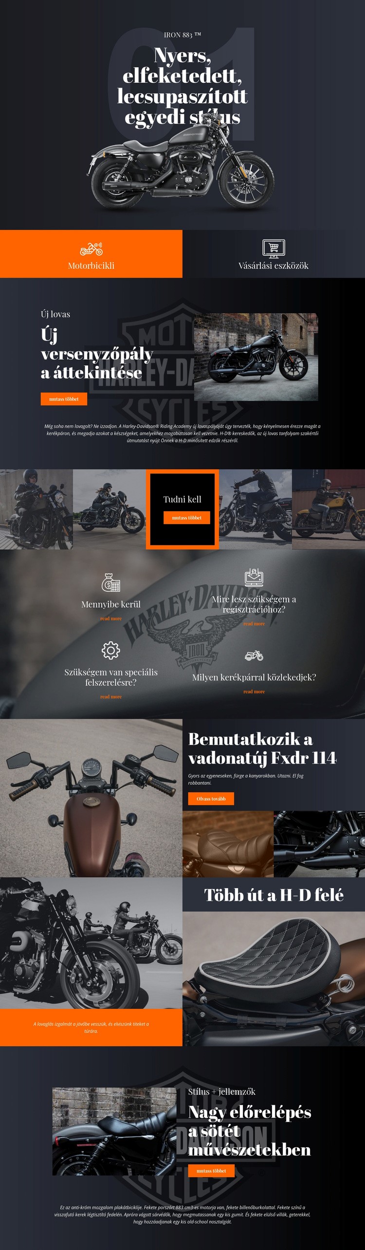 Harley Davidson Weboldal tervezés