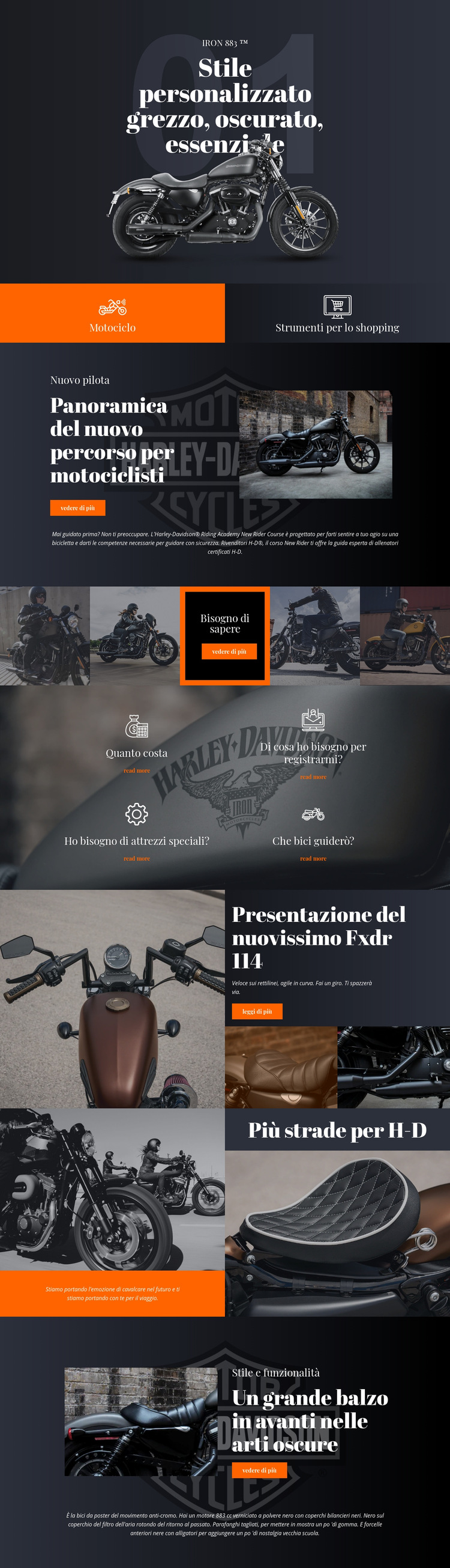 Harley Davidson Modello di sito Web