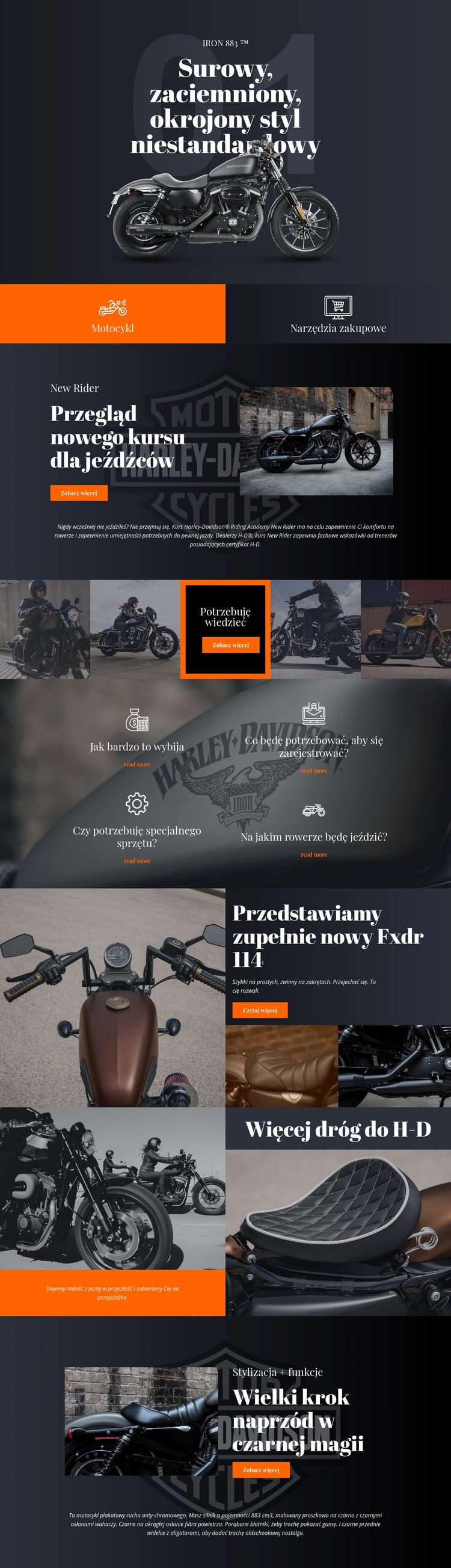 Harley Davidson Makieta strony internetowej
