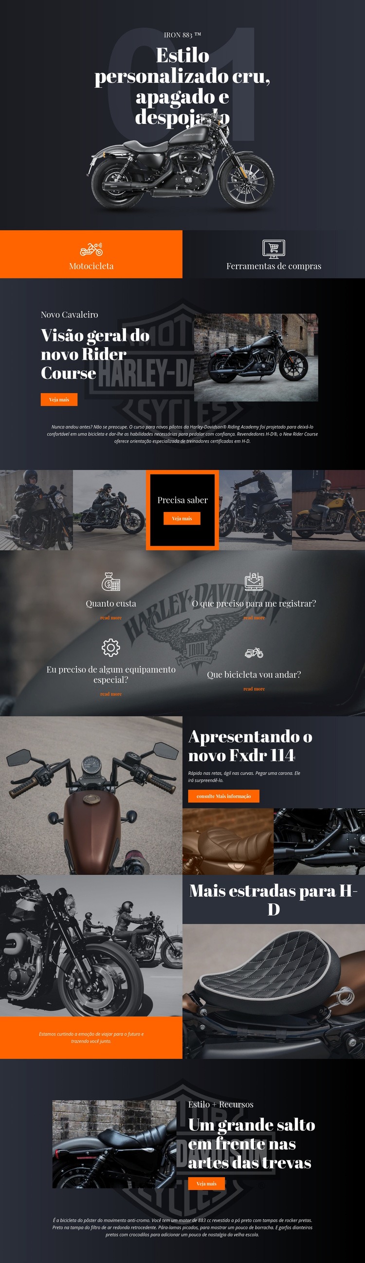 Harley Davidson Construtor de sites HTML