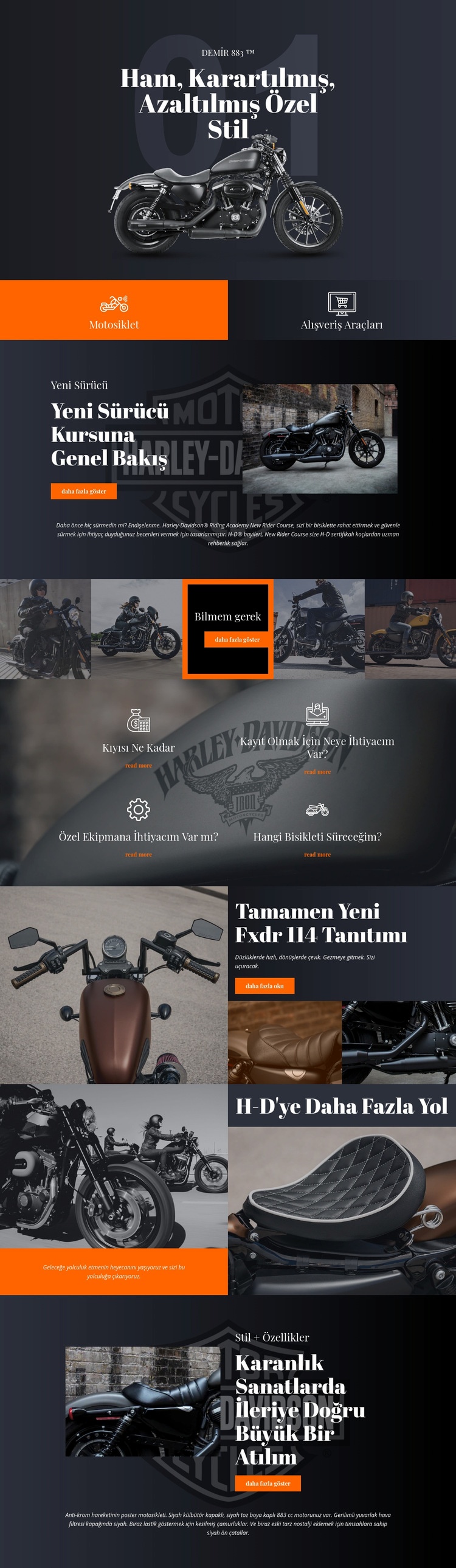 Harley Davidson Web Sitesi Mockup'ı