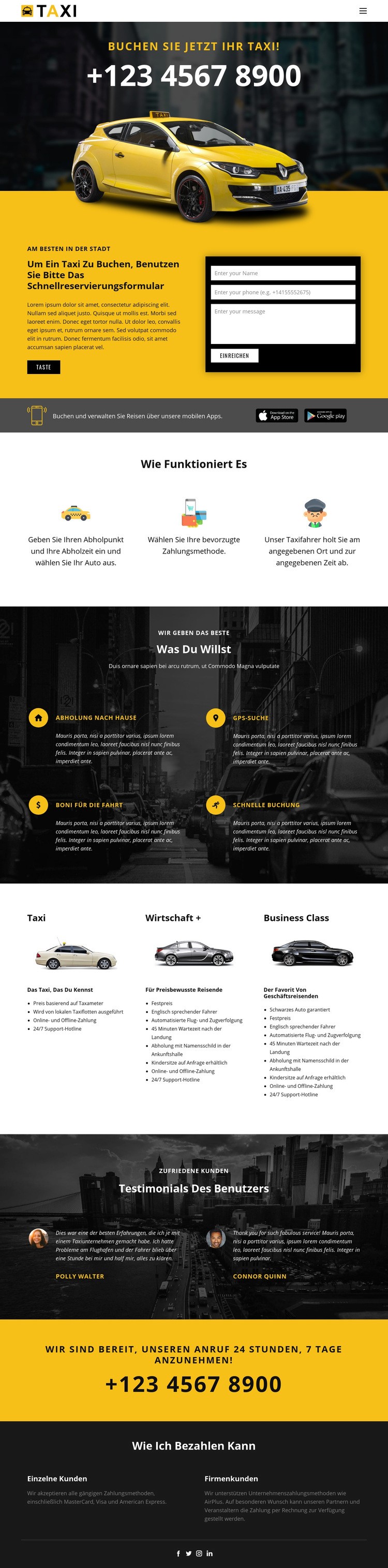 Schnellste Taxis Website Builder-Vorlagen