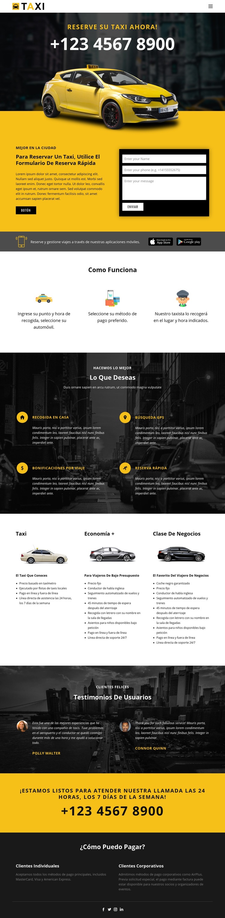 Los taxis más rápidos Creador de sitios web HTML