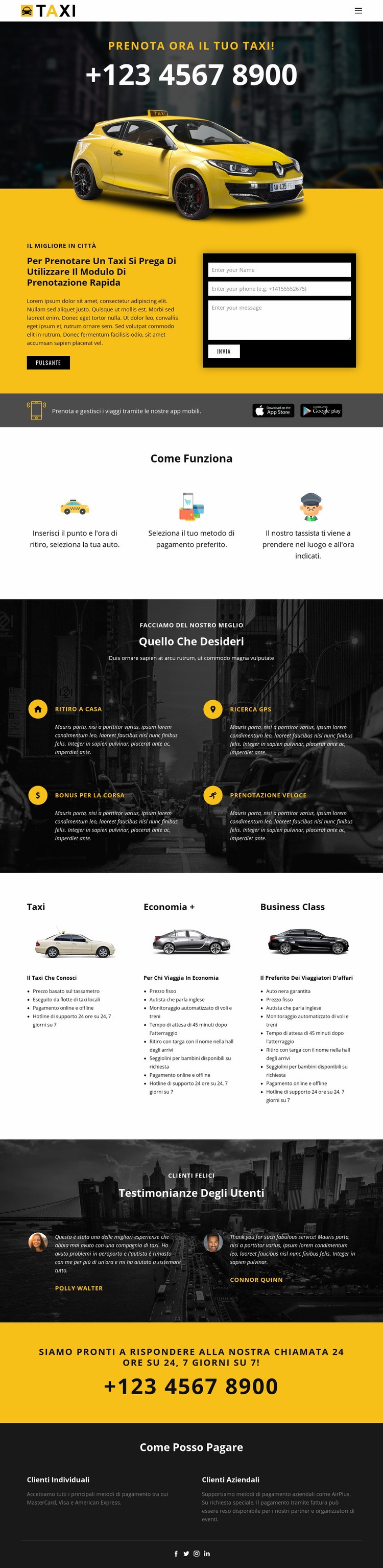Taxi più veloci Costruttore di siti web HTML