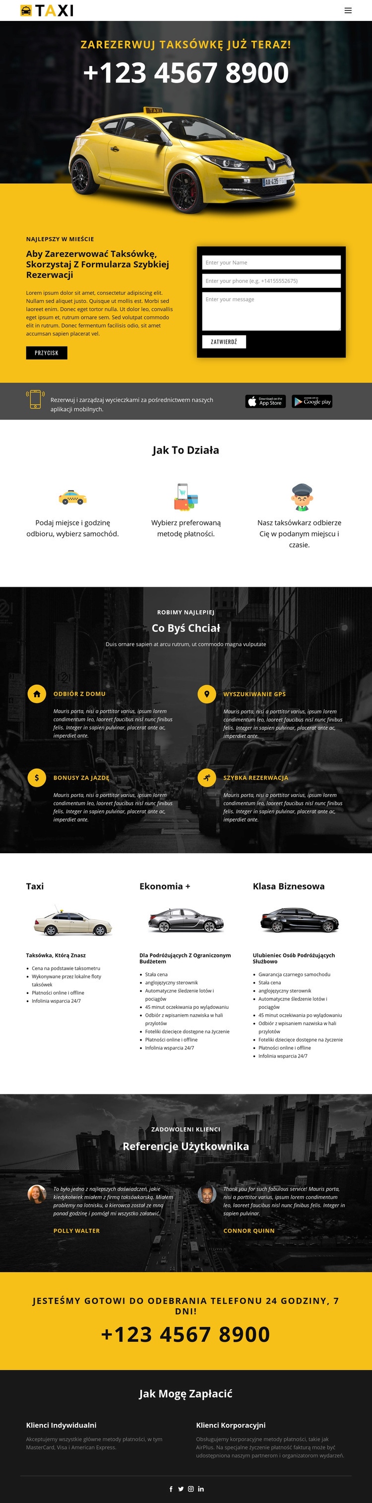 Najszybsze taksówki Projekt strony internetowej