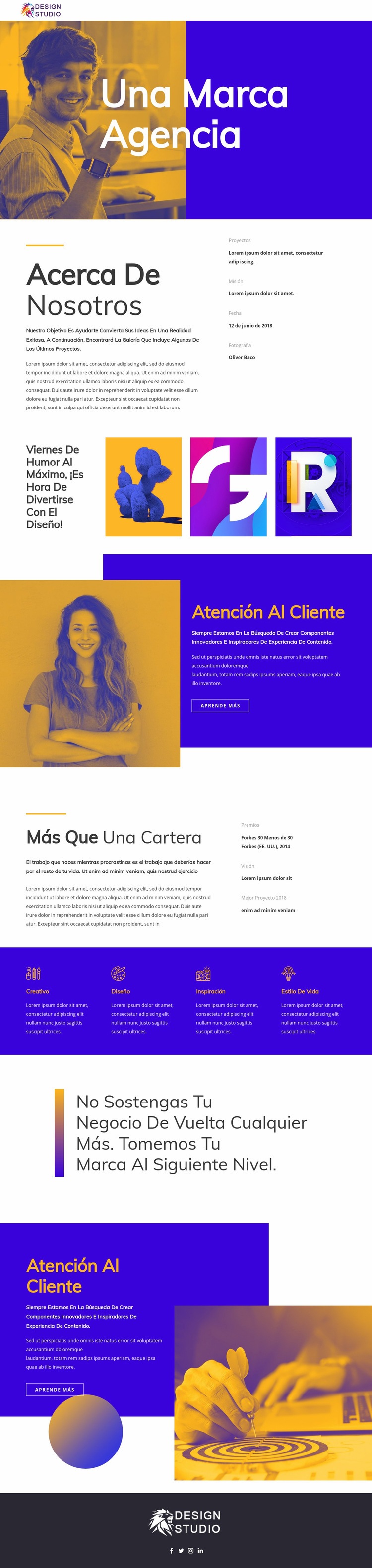 Agencia de branding para startups Maqueta de sitio web