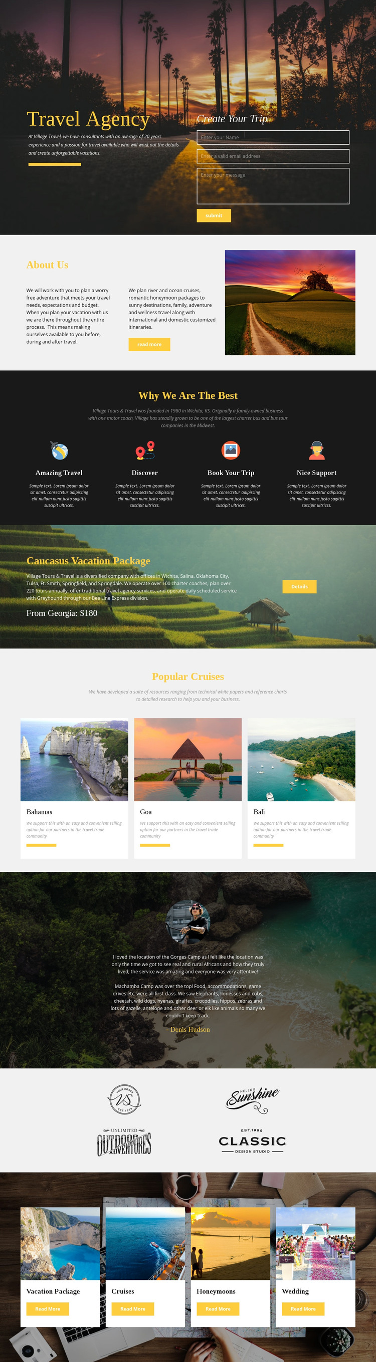 African safari tour company Homepage Design