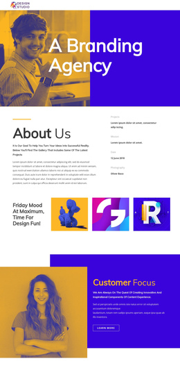 Branding Agency For Startup - Drag & Вrop One Page Template