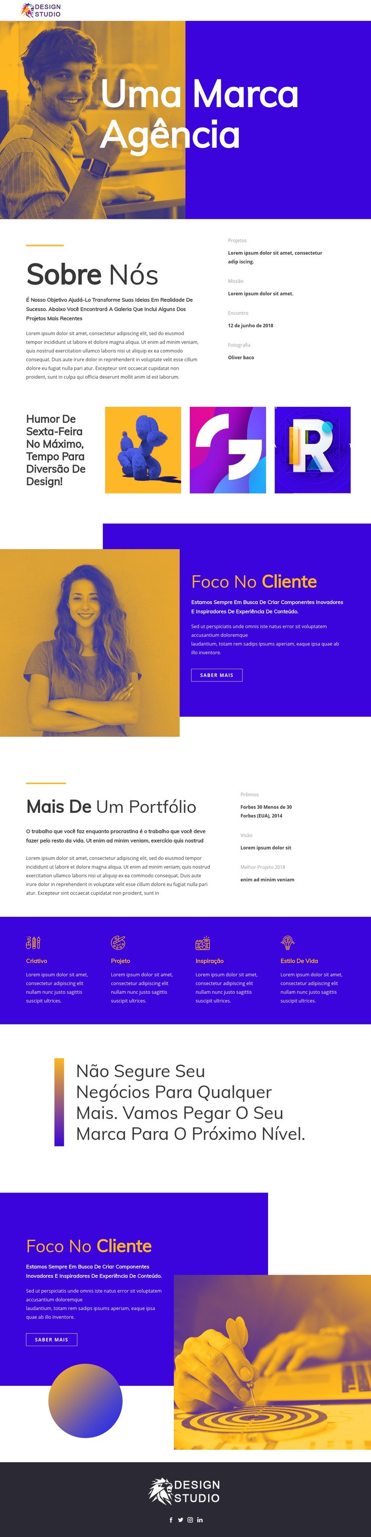Agência de branding para startup Maquete do site