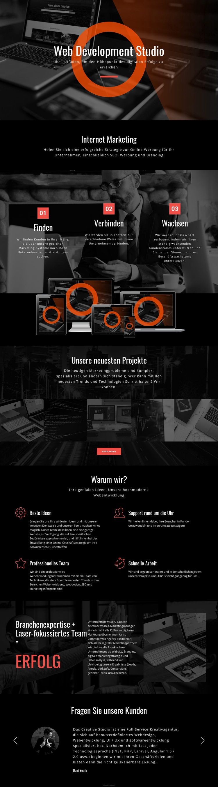 Moderne Web-Technologie Landing Page