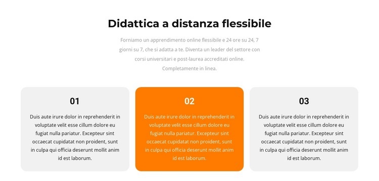 Tre testi diversi Mockup del sito web