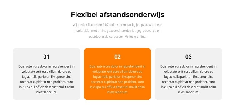 Drie verschillende teksten Website Builder-sjablonen