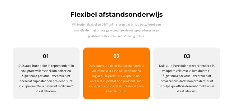 Drie verschillende teksten Website mockup