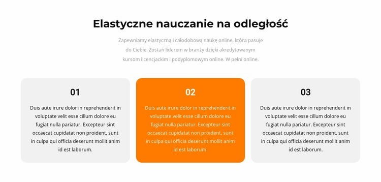 Trzy różne teksty Makieta strony internetowej