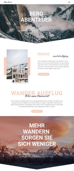 Bergabenteuer - Benutzerdefinierte Zielseite