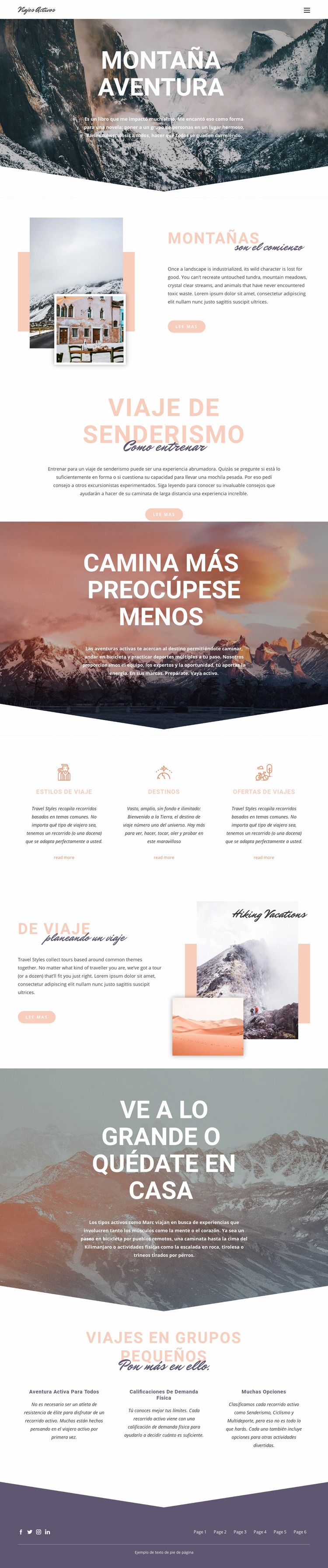 Aventura de montaña Diseño de páginas web