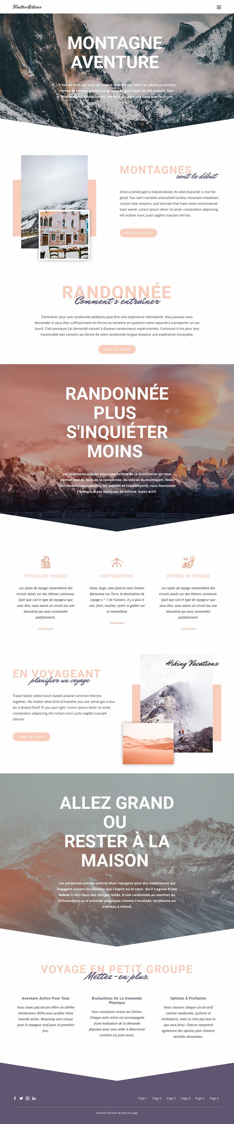 Aventure en montagne Conception de site Web