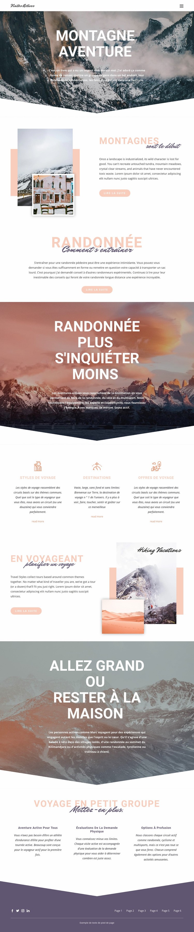 Aventure en montagne Modèle HTML5