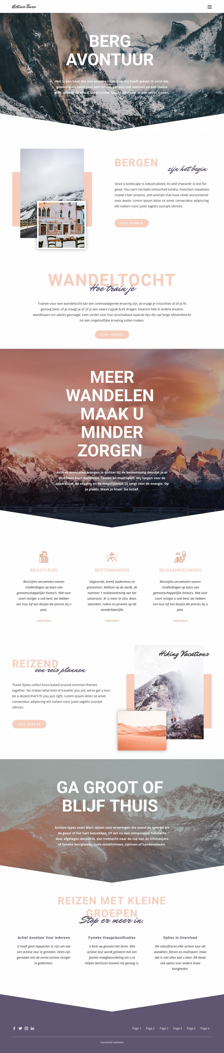 Berg avontuur Website ontwerp