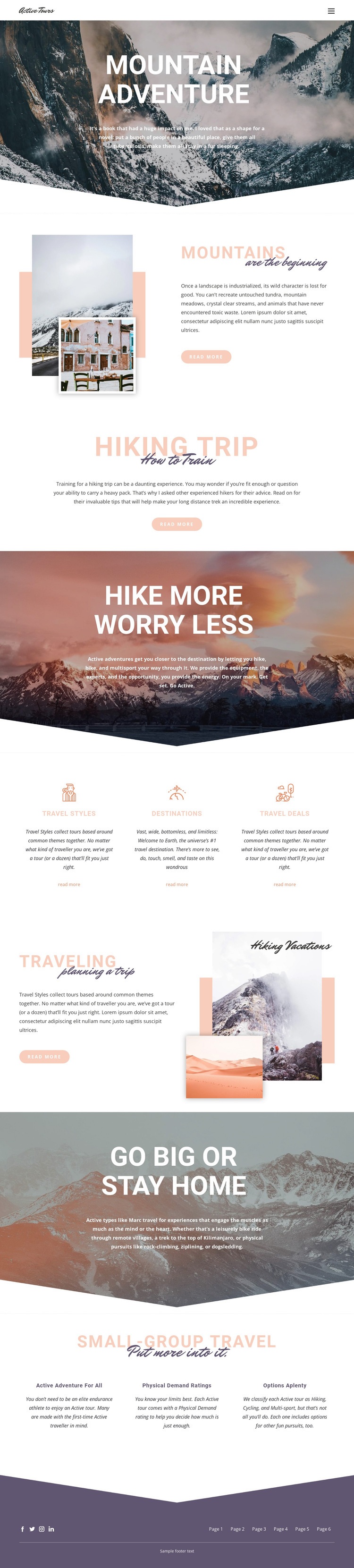 Mountain Adventure Html webbplatsbyggare