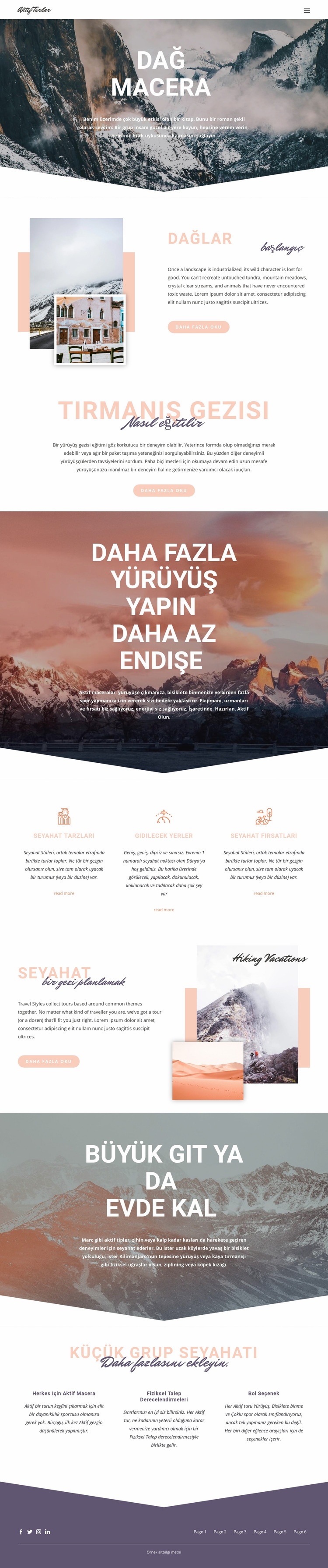 Dağ Macerası Web Sitesi Mockup'ı