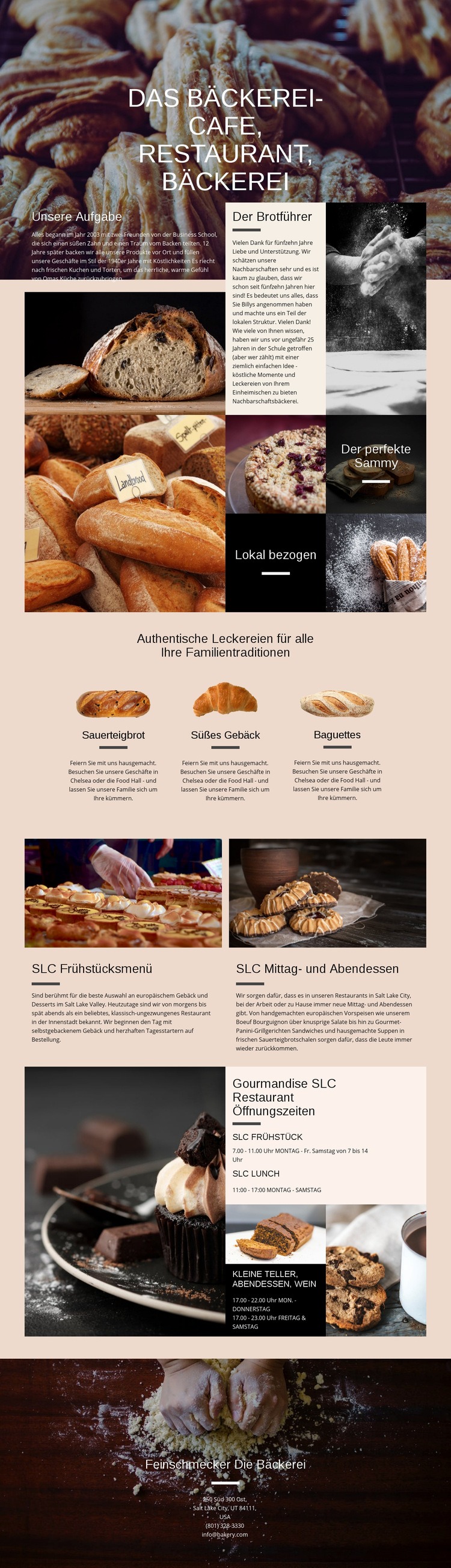 Die Bäckerei Landing Page