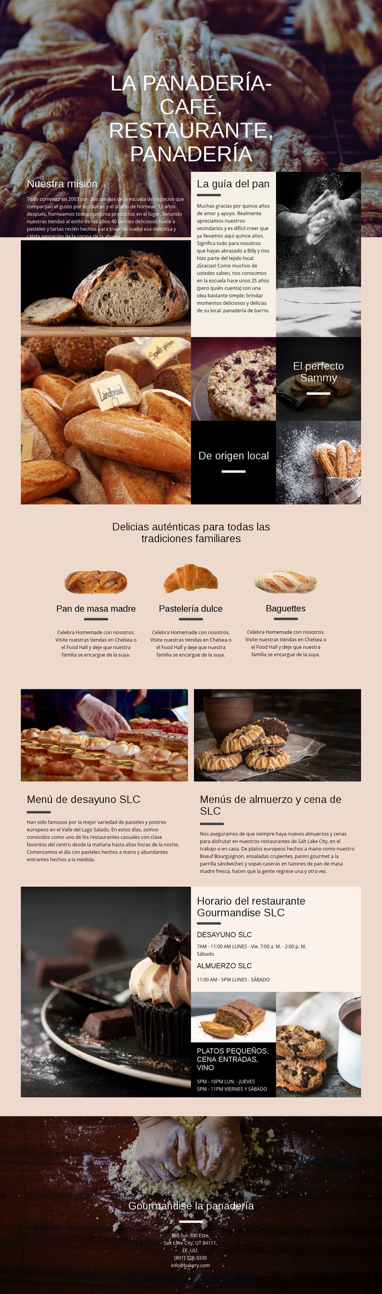 La pastelería Maqueta de sitio web