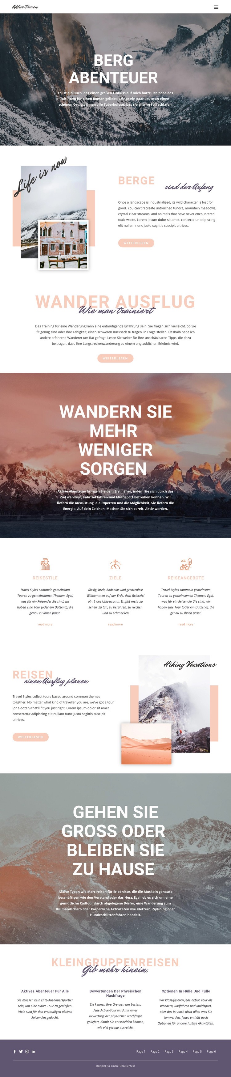 Geführte Rucksackreisen Landing Page