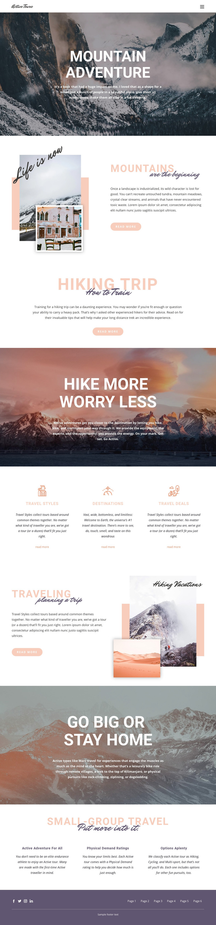 Guided backpacking trips Homepage Design