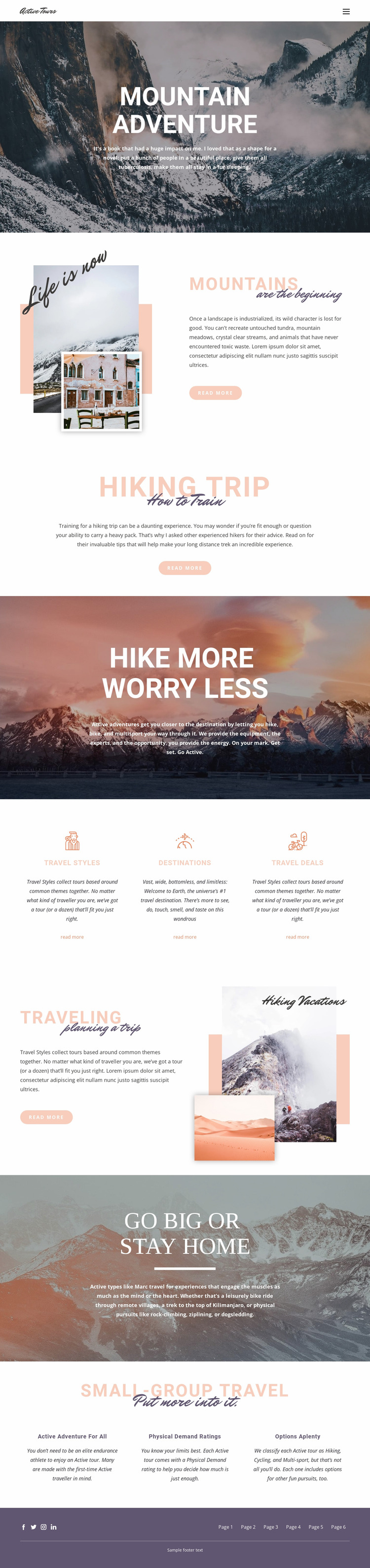 Guided backpacking trips Html Website Builder
