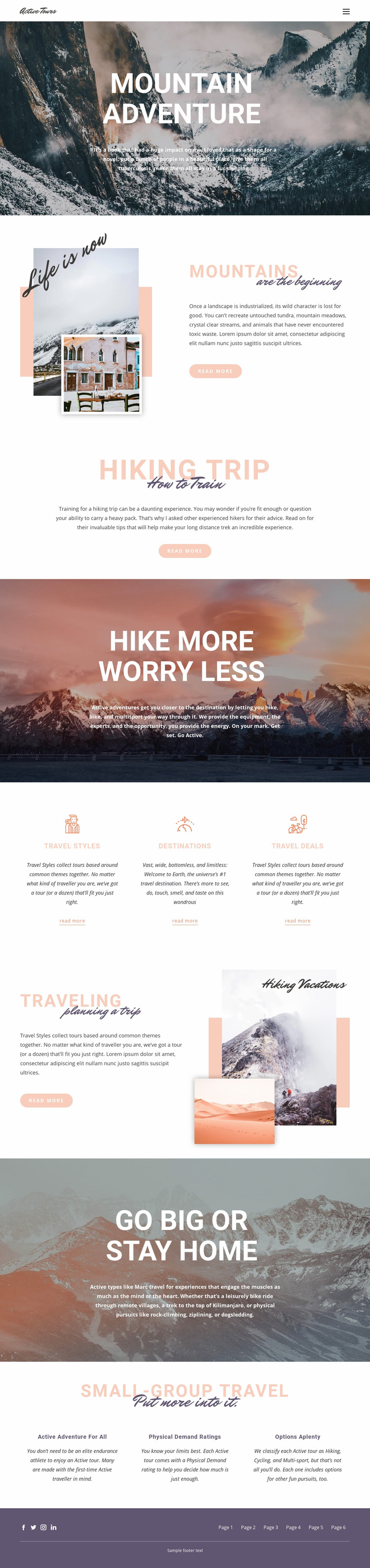 Guided backpacking trips Web Page Design